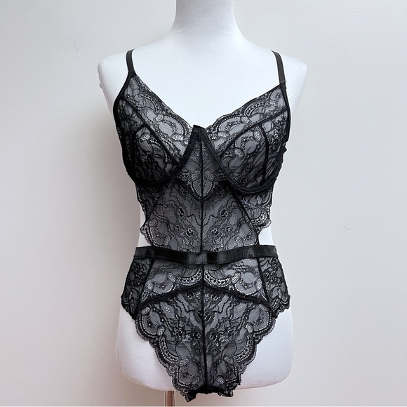 Ann Summers Hold Me Tight underwire lace Bodysuit Black Women’s XL - Picture 2 of 13